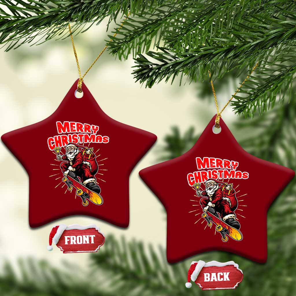 Santa Skateboarding Xmas Ceramic Ornament Funny Skater Xmas TS14 Print Your Wear