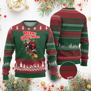 Santa Skateboarding Xmas Ugly Christmas Sweater Funny Skater Xmas TS14 Red Green Print Your Wear