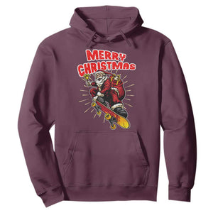 Santa Skateboarding Christmas Hoodie Funny Skater Xmas TS14 Maroon Print Your Wear