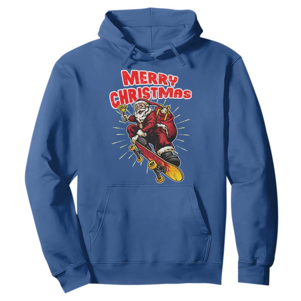 Santa Skateboarding Christmas Hoodie Funny Skater Xmas TS14 Royal Blue Print Your Wear