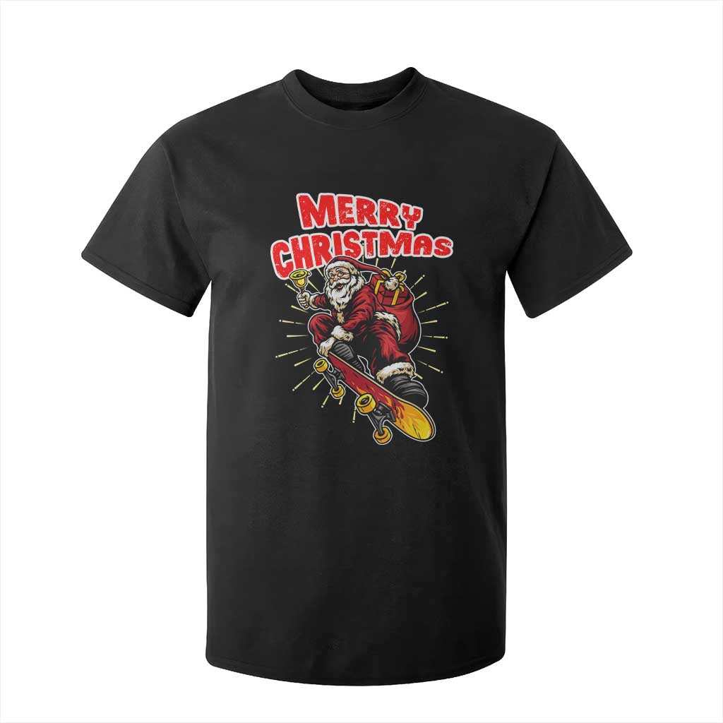 Santa Skateboarding Christmas T Shirt For Kid Funny Skater Xmas TS14 Black Print Your Wear
