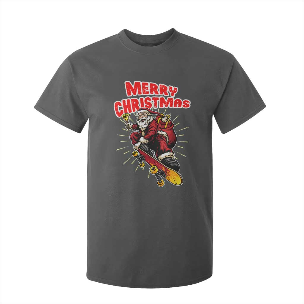Santa Skateboarding Christmas T Shirt For Kid Funny Skater Xmas TS14 Dark Heather Print Your Wear