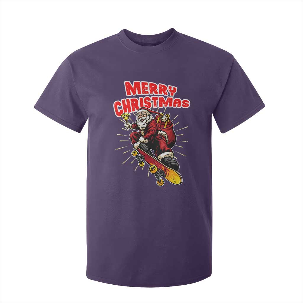 Santa Skateboarding Christmas T Shirt For Kid Funny Skater Xmas TS14 Purple Print Your Wear