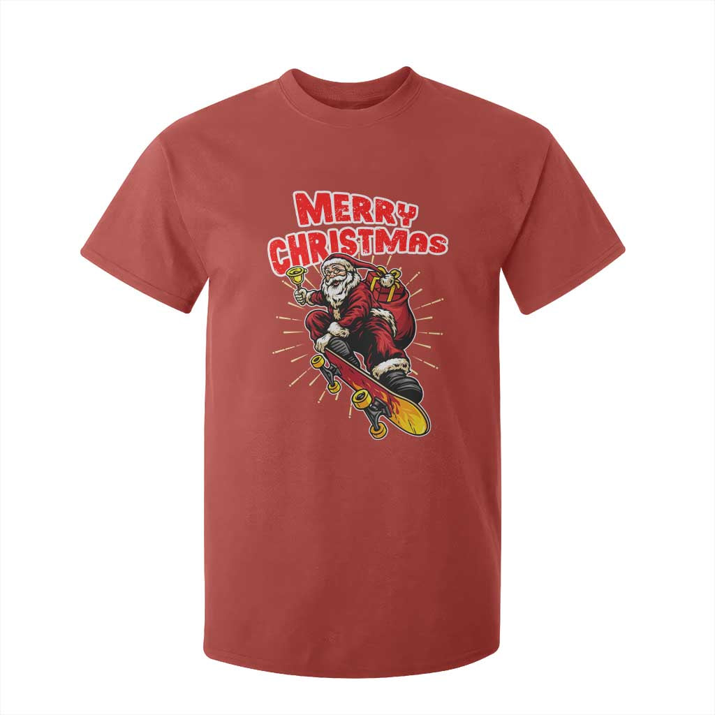 Santa Skateboarding Christmas T Shirt For Kid Funny Skater Xmas TS14 Red Print Your Wear
