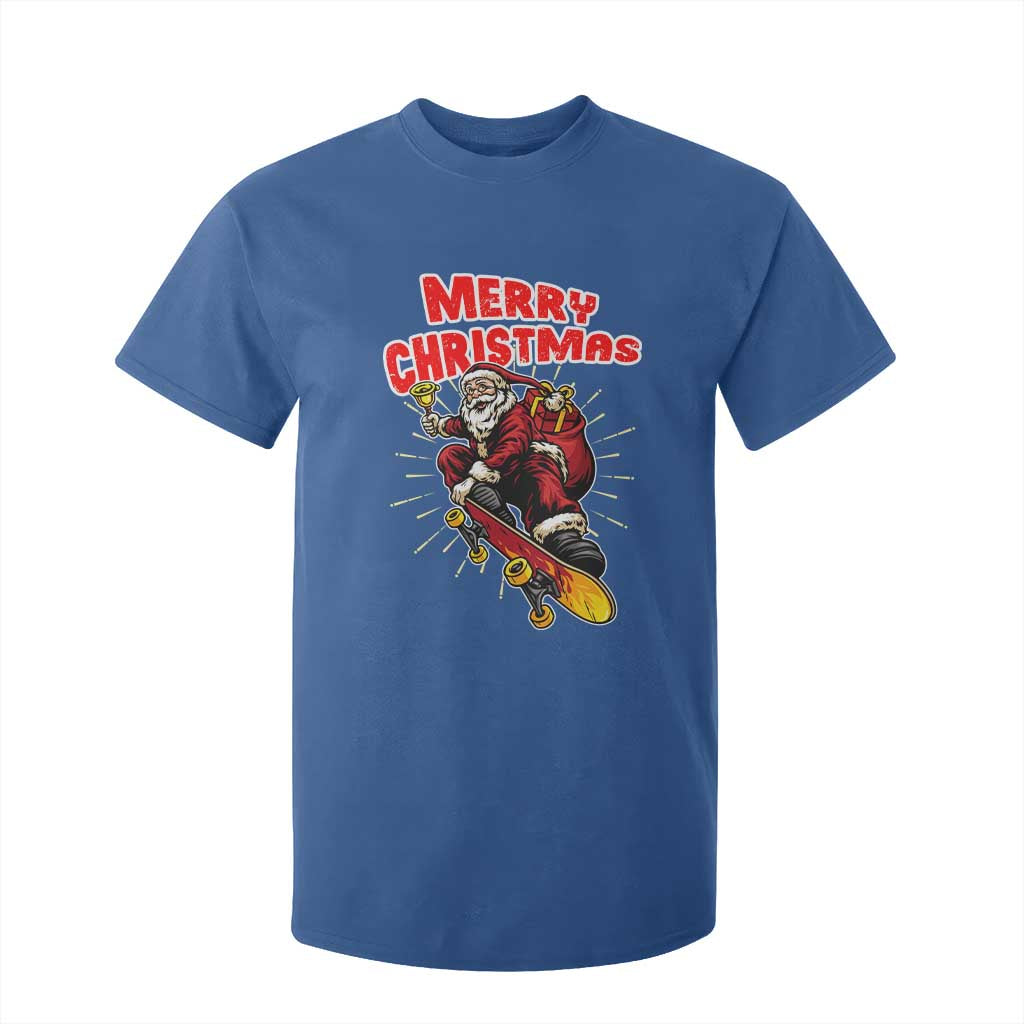 Santa Skateboarding Christmas T Shirt For Kid Funny Skater Xmas TS14 Royal Blue Print Your Wear