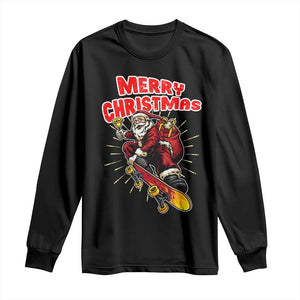 Santa Skateboarding Christmas Long Sleeve Shirt Funny Skater Xmas TS14 Black Print Your Wear