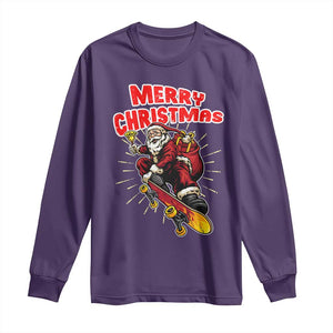Santa Skateboarding Christmas Long Sleeve Shirt Funny Skater Xmas TS14 Purple Print Your Wear