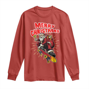 Santa Skateboarding Christmas Long Sleeve Shirt Funny Skater Xmas TS14 Red Print Your Wear