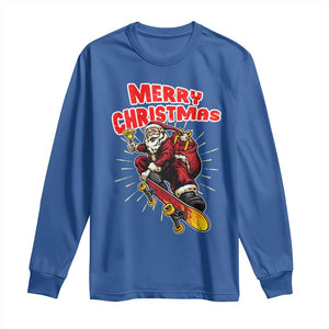 Santa Skateboarding Christmas Long Sleeve Shirt Funny Skater Xmas TS14 Royal Blue Print Your Wear