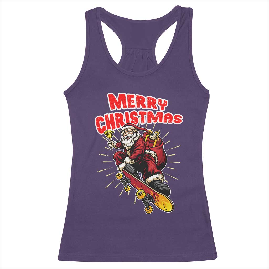Santa Skateboarding Christmas Racerback Tank Top Funny Skater Xmas TS14 Purple Print Your Wear
