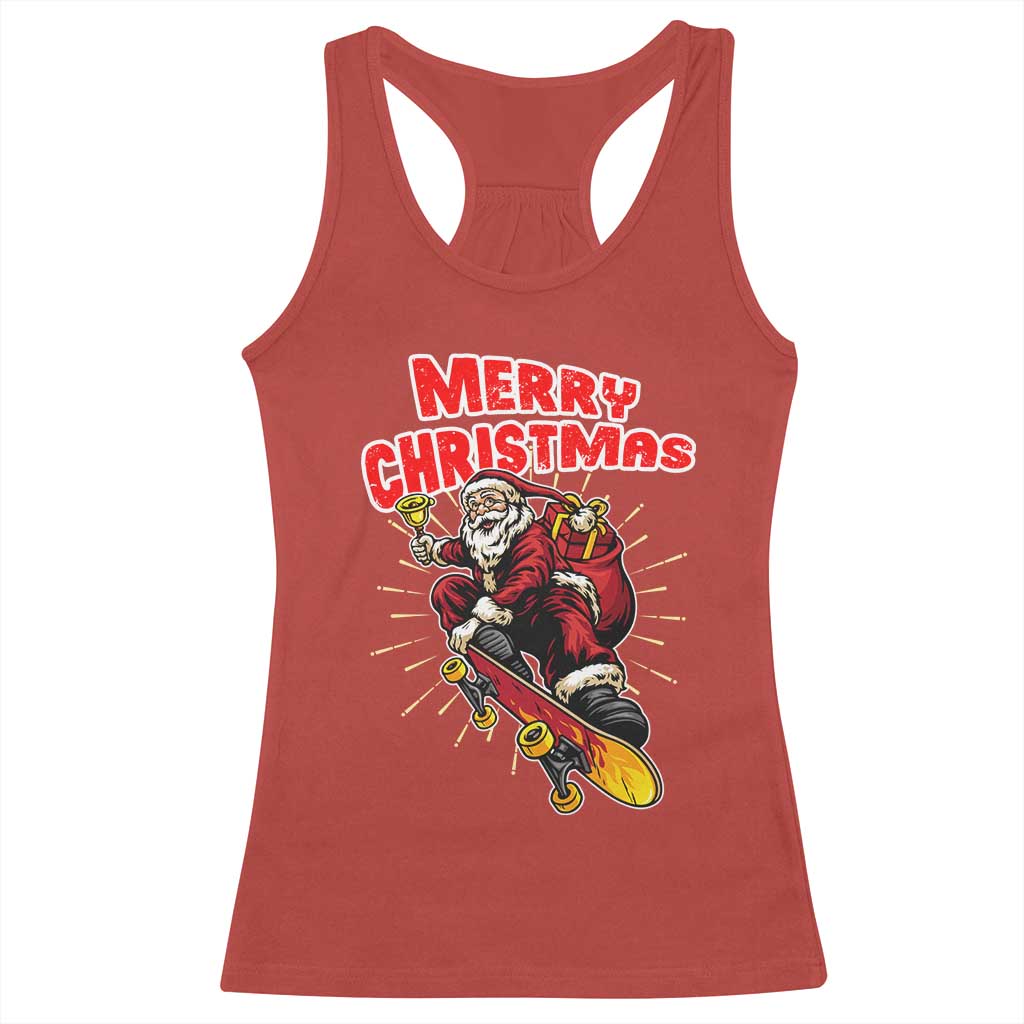 Santa Skateboarding Christmas Racerback Tank Top Funny Skater Xmas TS14 Red Print Your Wear