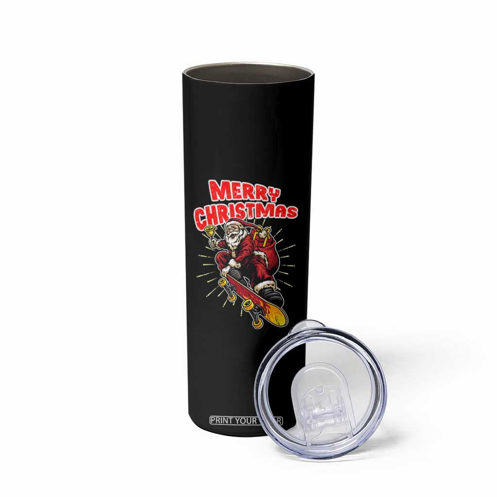 Santa Skateboarding Christmas Skinny Tumbler Funny Skater Xmas TS14 Print Your Wear