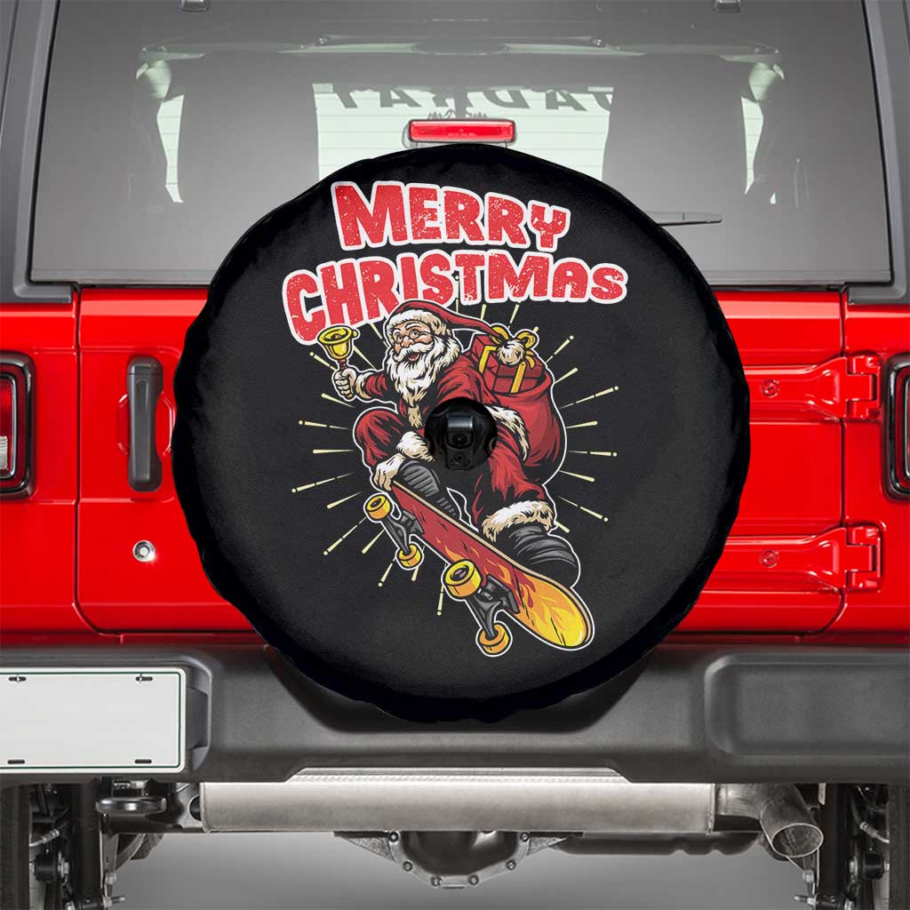 Santa Skateboarding Christmas Spare Tire Cover Funny Skater Xmas TS14 Black Print Your Wear
