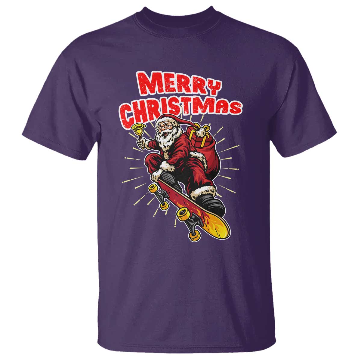 Santa Skateboarding Christmas T Shirt Funny Skater Xmas TS14 Purple Print Your Wear