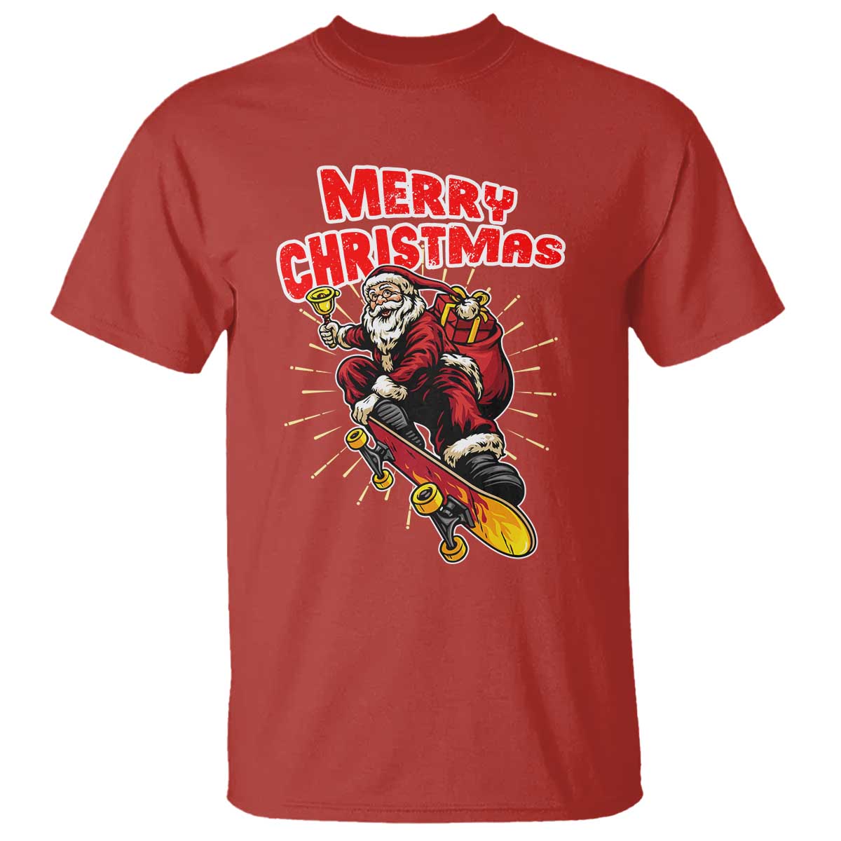 Santa Skateboarding Christmas T Shirt Funny Skater Xmas TS14 Red Print Your Wear