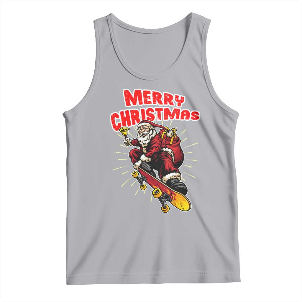 Santa Skateboarding Christmas Tank Top Funny Skater Xmas TS14 Athletic Heather Print Your Wear