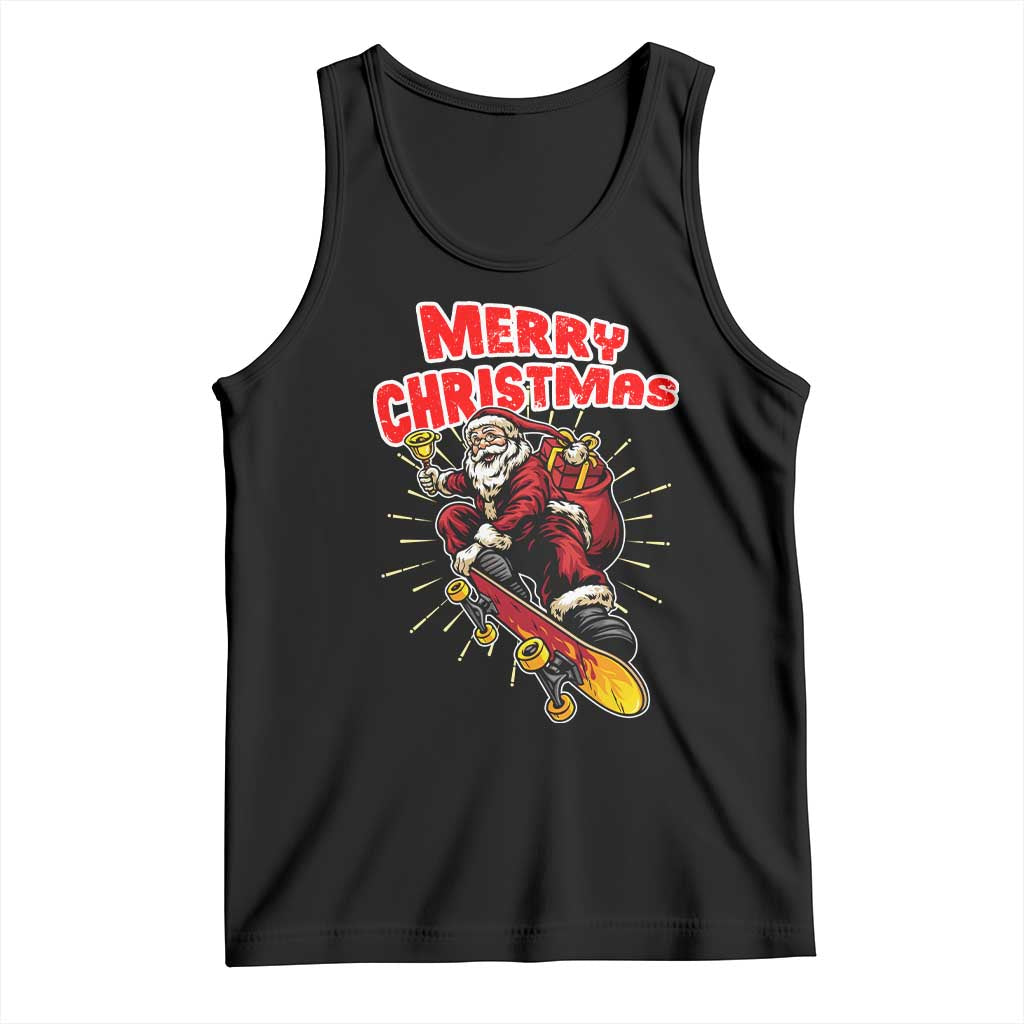 Santa Skateboarding Christmas Tank Top Funny Skater Xmas TS14 Black Print Your Wear