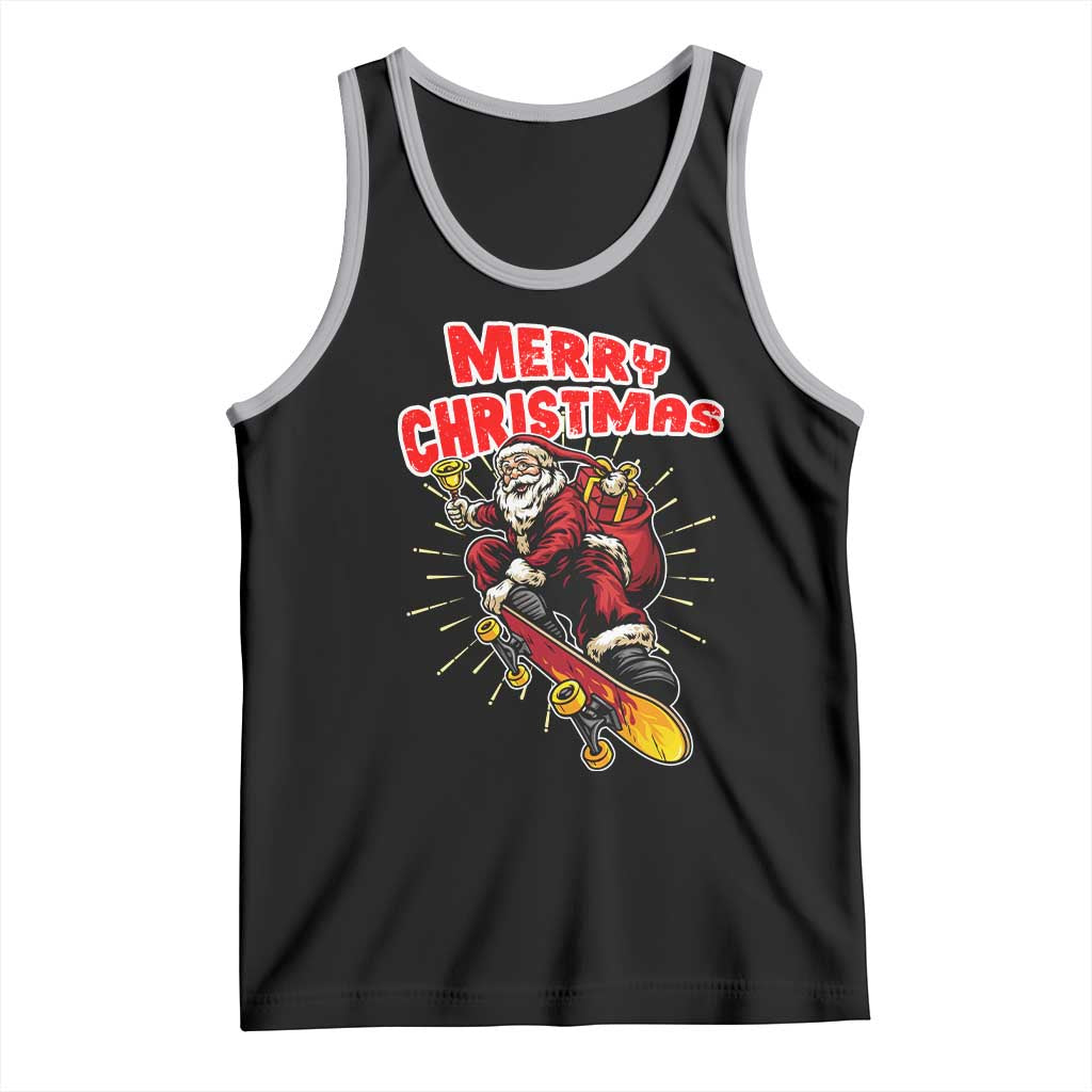 Santa Skateboarding Christmas Tank Top Funny Skater Xmas TS14 Black Athletic Heather Print Your Wear