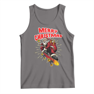 Santa Skateboarding Christmas Tank Top Funny Skater Xmas TS14 Deep Heather Print Your Wear