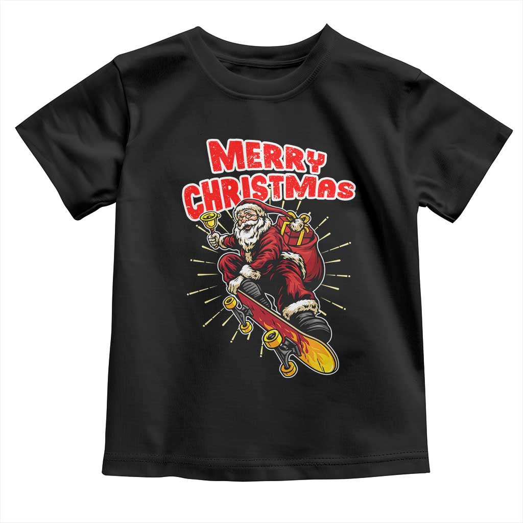 Santa Skateboarding Christmas Toddler T Shirt Funny Skater Xmas TS14 Black Print Your Wear