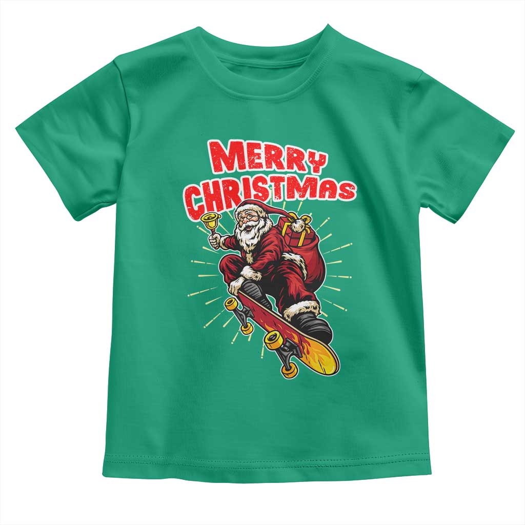 Santa Skateboarding Christmas Toddler T Shirt Funny Skater Xmas TS14 Irish Green Print Your Wear