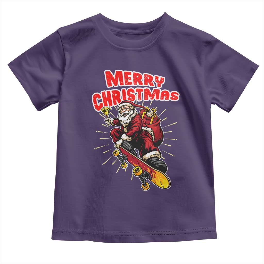 Santa Skateboarding Christmas Toddler T Shirt Funny Skater Xmas TS14 Purple Print Your Wear