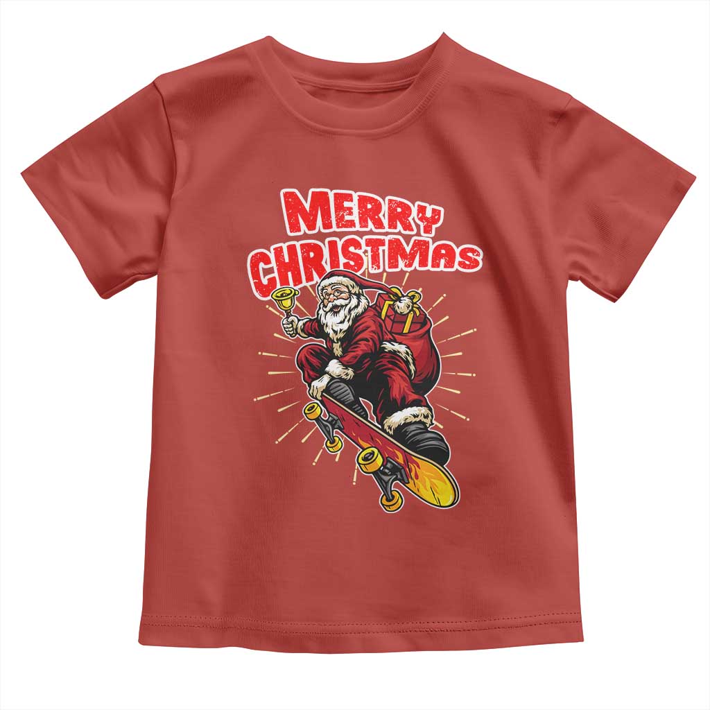 Santa Skateboarding Christmas Toddler T Shirt Funny Skater Xmas TS14 Red Print Your Wear