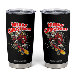 Santa Skateboarding Christmas Tumbler Cup Funny Skater Xmas - Print Your Wear