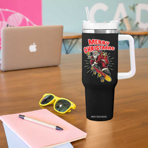 Santa Skateboarding Christmas Tumbler With Handle Funny Skater Xmas TS14 Print Your Wear