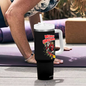 Santa Skateboarding Christmas Tumbler With Handle Funny Skater Xmas TS14 Print Your Wear