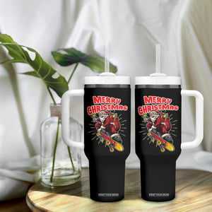 Santa Skateboarding Christmas Tumbler With Handle Funny Skater Xmas TS14 Print Your Wear