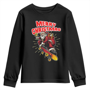 Santa Skateboarding Christmas Youth Sweatshirt Funny Skater Xmas TS14 Black Print Your Wear
