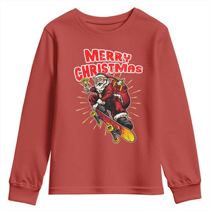 Santa Skateboarding Christmas Youth Sweatshirt Funny Skater Xmas TS14 Red Print Your Wear