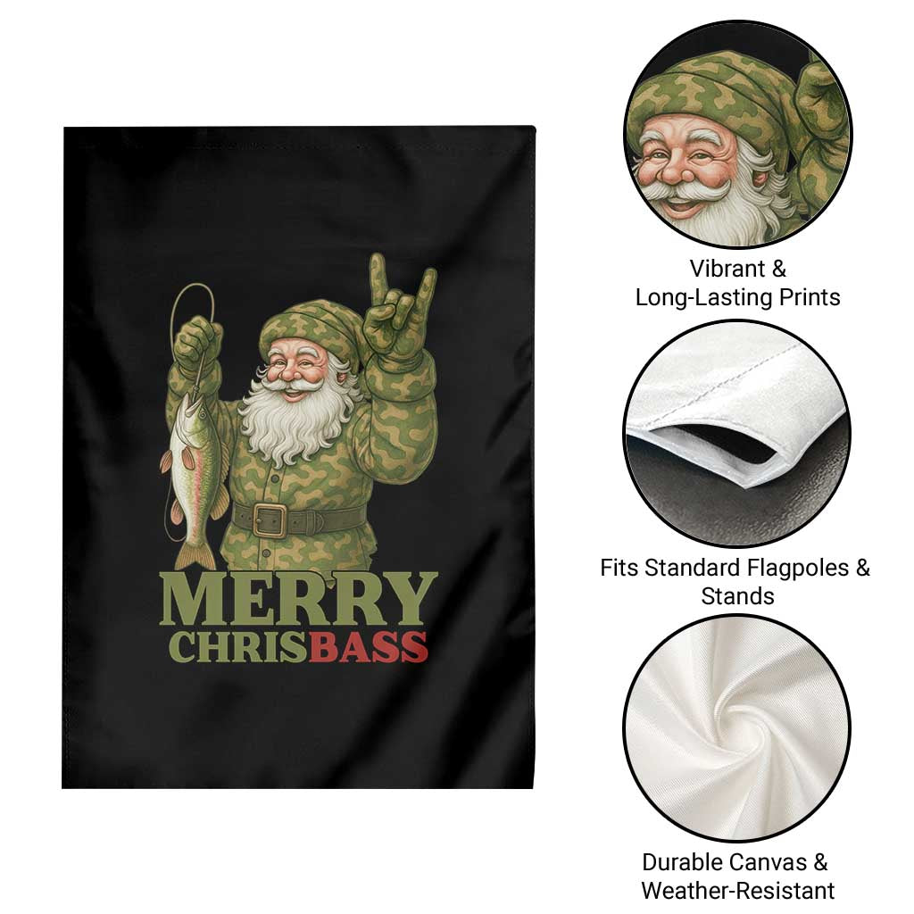 Funny Santa Camo Fishing Garden Flag Merry Chrisbass TS14 Print Your Wear