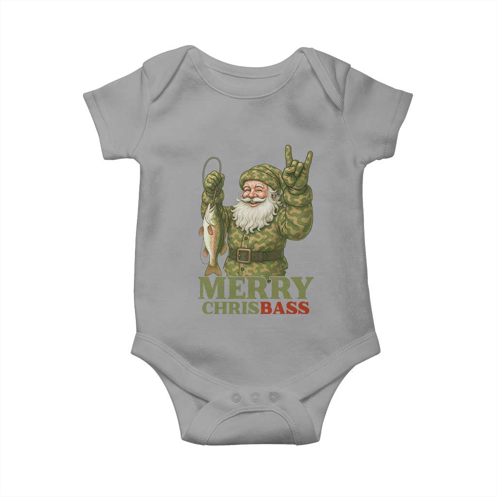 Funny Santa Camo Fishing Baby Onesie Merry Chrisbass TS14 Sport Gray Print Your Wear