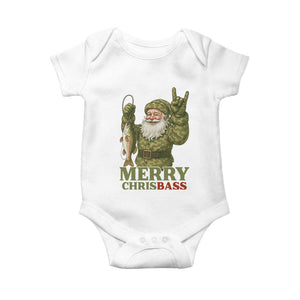 Funny Santa Camo Fishing Baby Onesie Merry Chrisbass TS14 White Print Your Wear