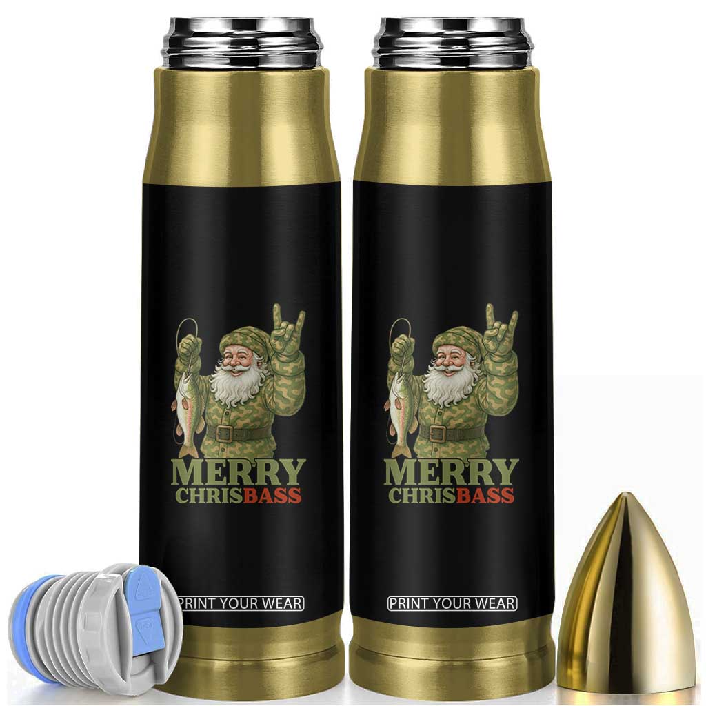Funny Santa Camo Fishing Bullet Tumbler Merry Chrisbass TS14 Black Print Your Wear