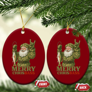 Funny Santa Camo Fishing Ceramic Ornament Merry Chrisbass TS14 Print Your Wear