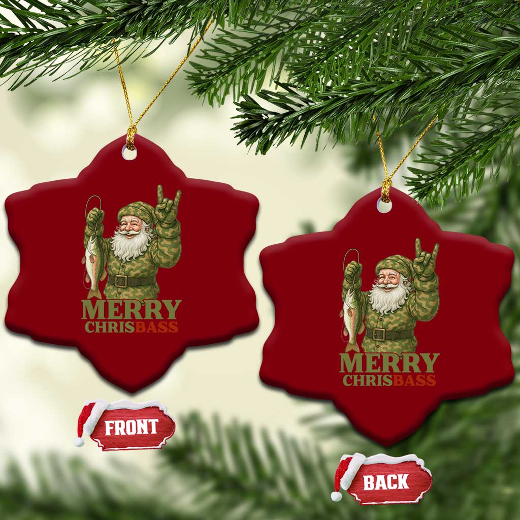 Funny Santa Camo Fishing Ceramic Ornament Merry Chrisbass TS14 Print Your Wear