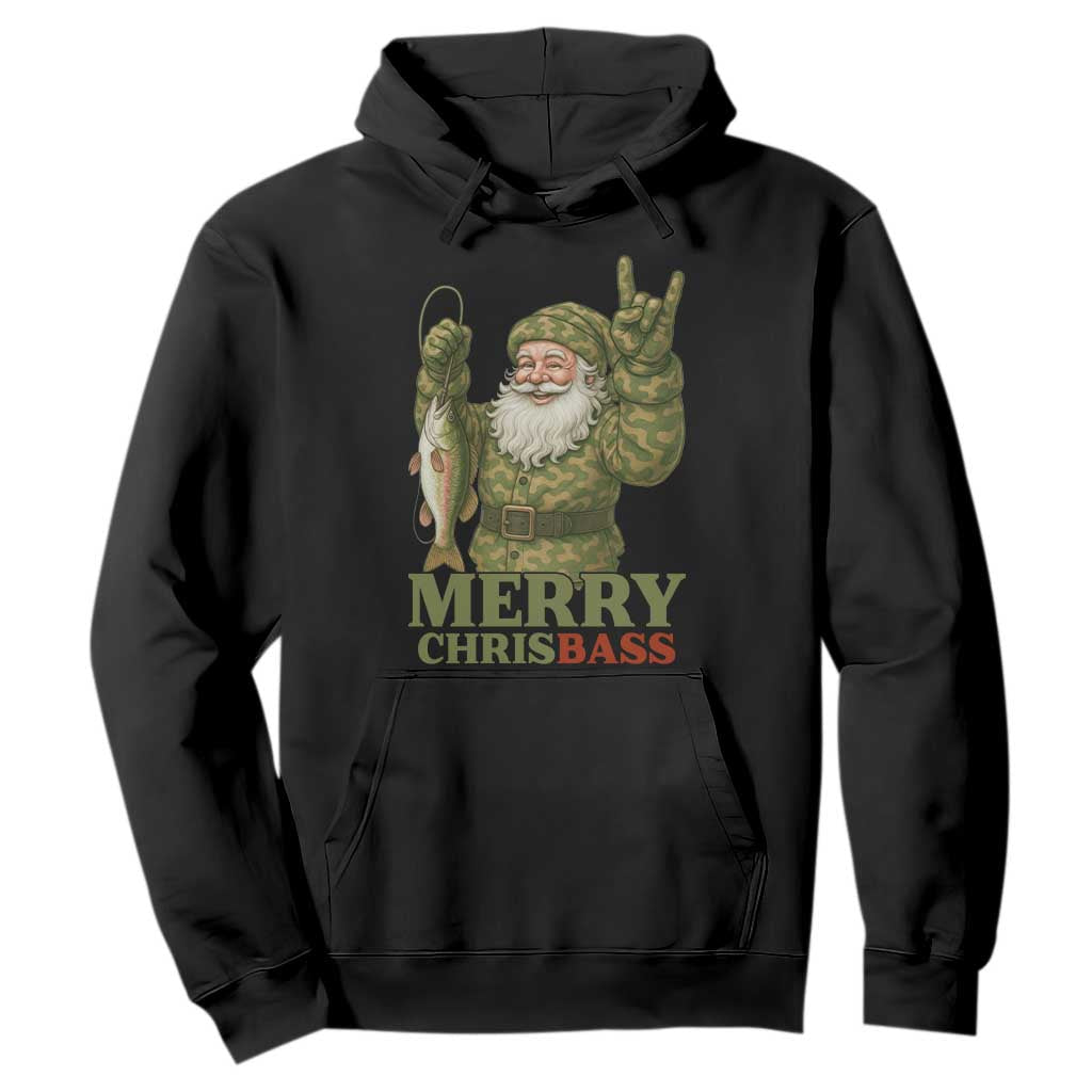 Funny Santa Camo Fishing Hoodie Merry Chrisbass TS14 Black Print Your Wear