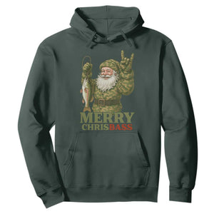 Funny Santa Camo Fishing Hoodie Merry Chrisbass TS14 Dark Forest Green Print Your Wear