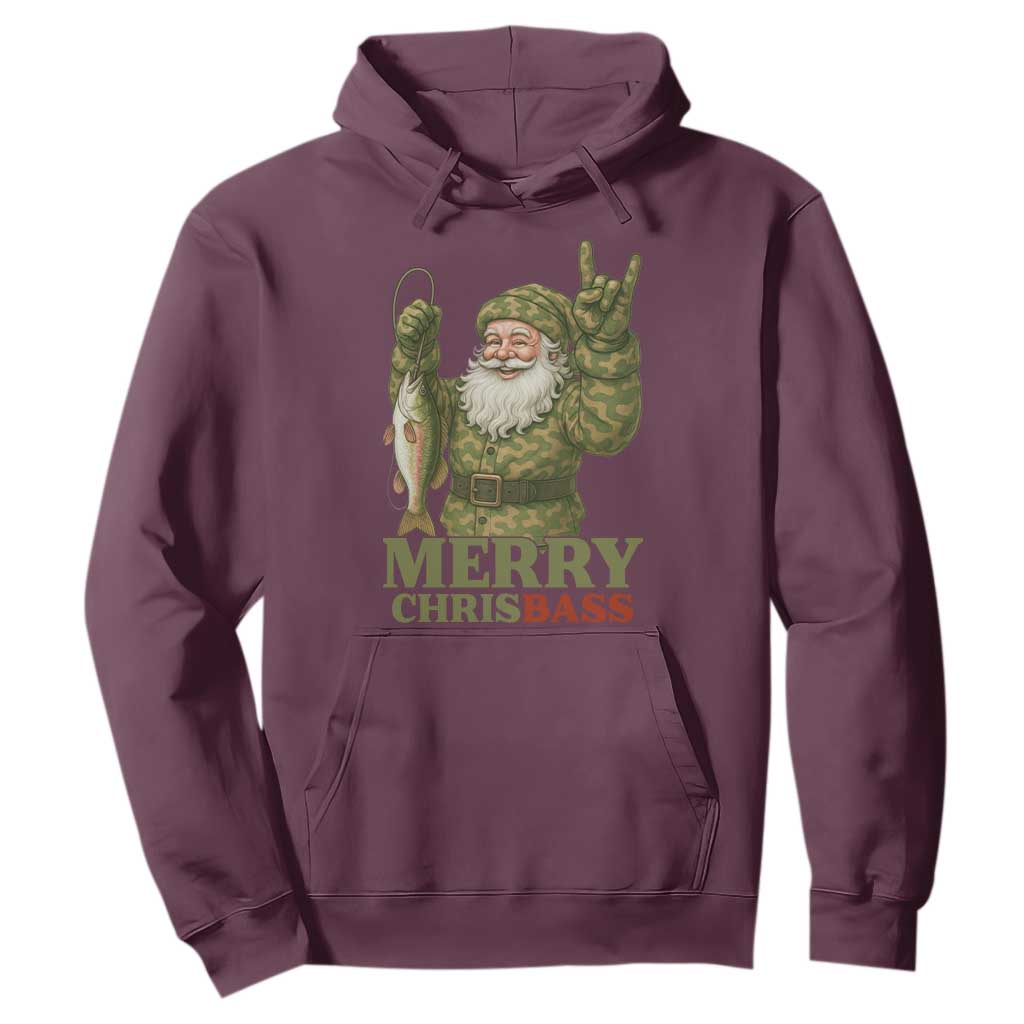 Funny Santa Camo Fishing Hoodie Merry Chrisbass TS14 Maroon Print Your Wear