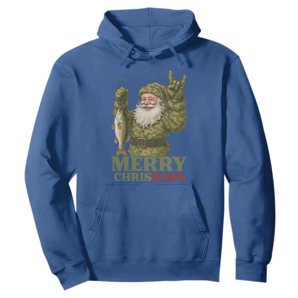 Funny Santa Camo Fishing Hoodie Merry Chrisbass TS14 Royal Blue Print Your Wear