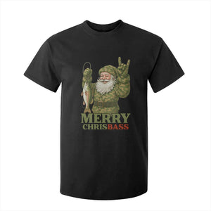 Funny Santa Camo Fishing T Shirt For Kid Merry Chrisbass TS14 Black Print Your Wear