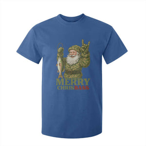 Funny Santa Camo Fishing T Shirt For Kid Merry Chrisbass TS14 Royal Blue Print Your Wear