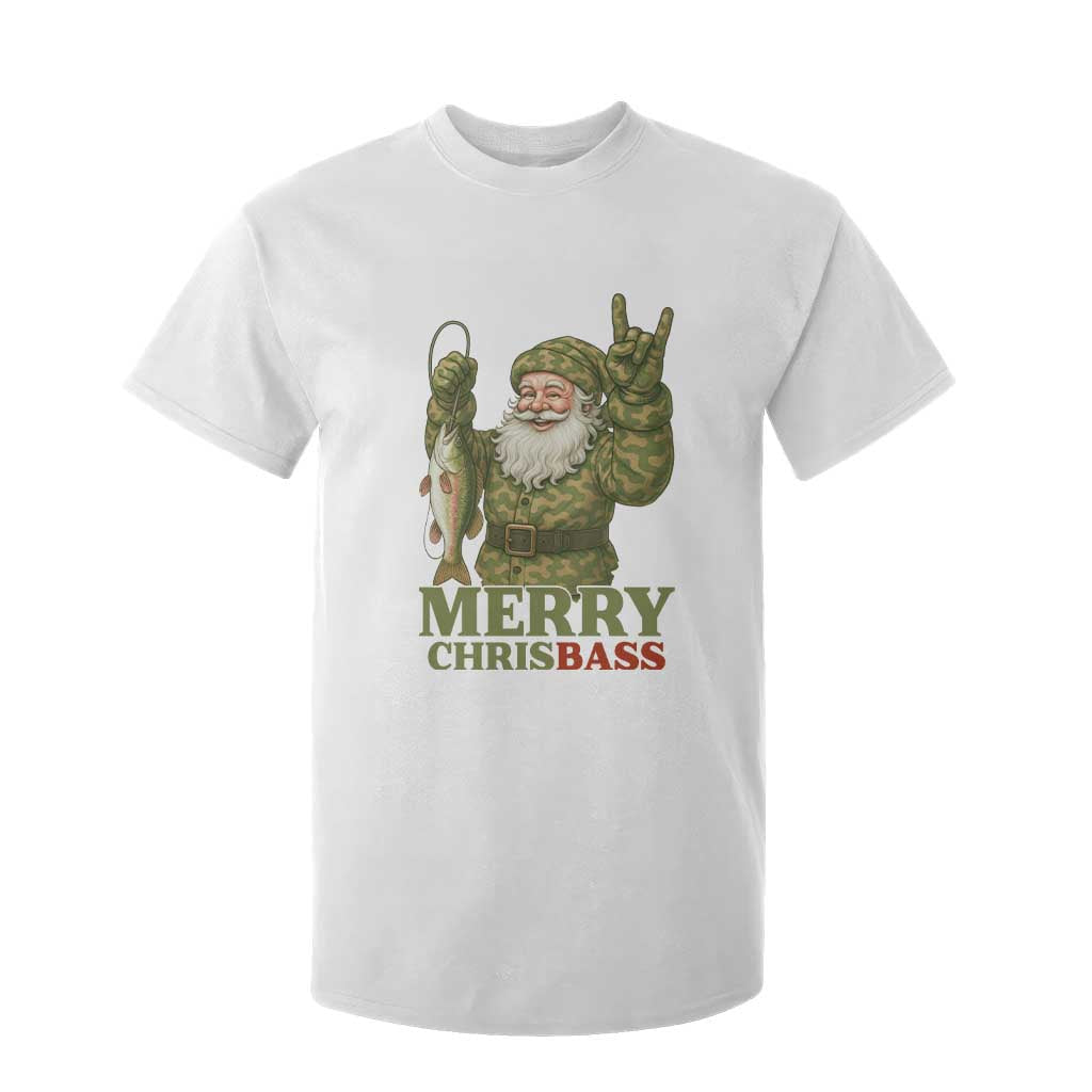 Funny Santa Camo Fishing T Shirt For Kid Merry Chrisbass TS14 White Print Your Wear