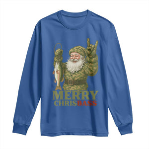 Funny Santa Camo Fishing Long Sleeve Shirt Merry Chrisbass TS14 Royal Blue Print Your Wear