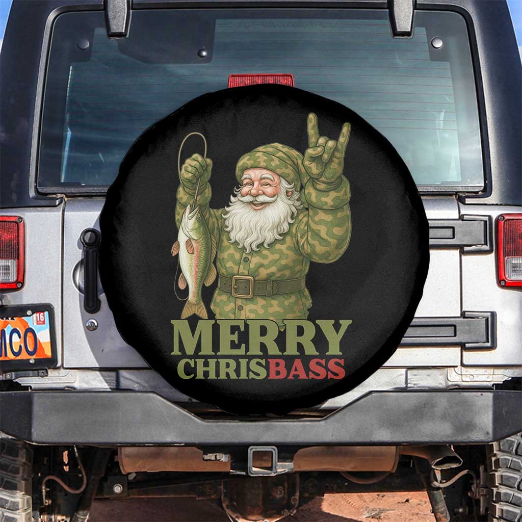 Funny Santa Camo Fishing Spare Tire Cover Merry Chrisbass TS14 No hole Black Print Your Wear