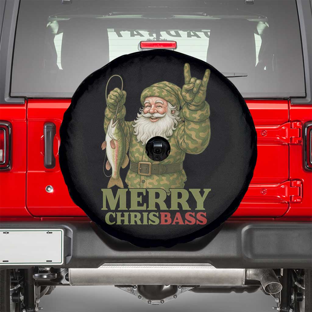 Funny Santa Camo Fishing Spare Tire Cover Merry Chrisbass TS14 Black Print Your Wear