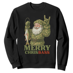 Funny Santa Camo Fishing Sweatshirt Merry Chrisbass TS14 Black Print Your Wear